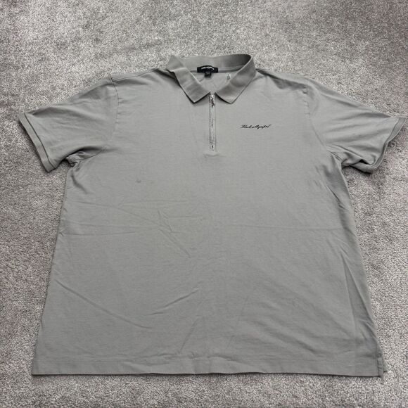 Karl Lagerfeld Paris Polo Shirt Mens XXL Gray 1/4 Zip Short Sleeve Cotton Casual - Picture 1 of 16